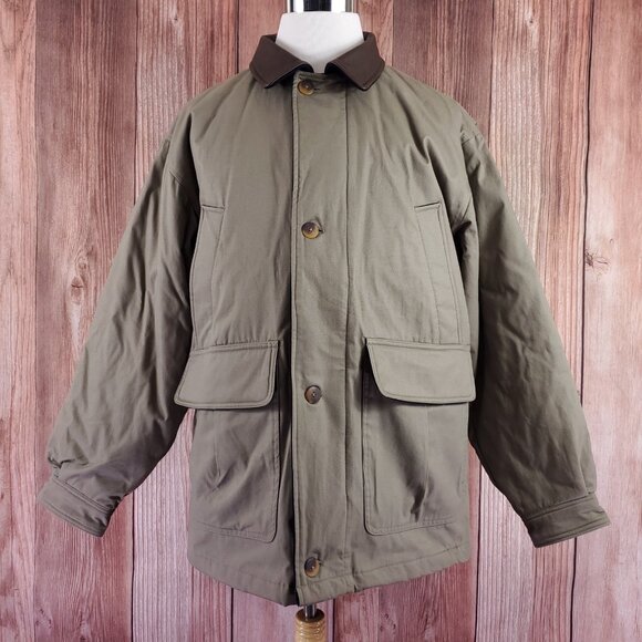 Vtg LL Bean Jacket Mens Large Field Barn Chore Leather Collar Wool Lined Hunting - Picture 3 of 15